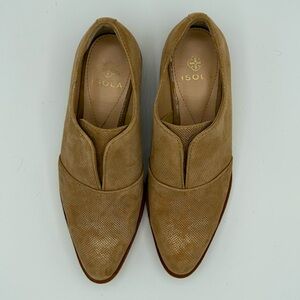 Isolá Maria Pointed Toe Loafers | Tan Perforated Leather | Size 6